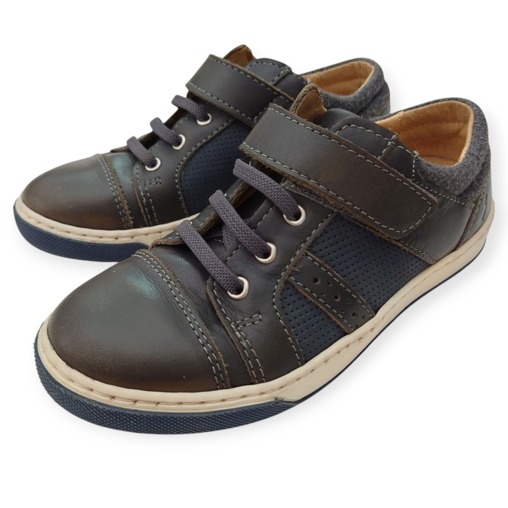 Jacadi Paris Boys Brown Leather Hook-and-Loop Sneakers Shoes Size EU 31 US 13